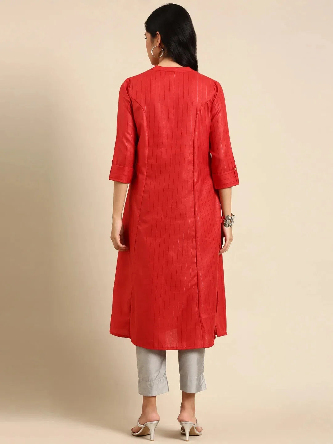 Rust Embroidered Indian Kurta - Elegant Kurtis for Women