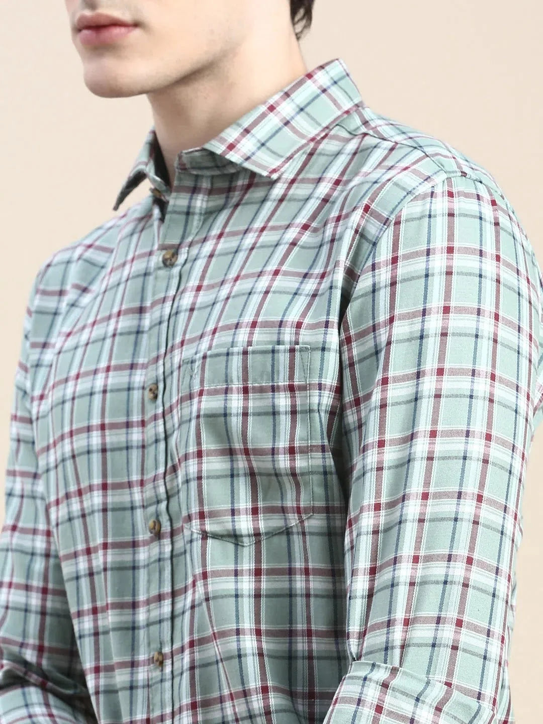 Trending Green Checked Mens Shirt - DesiQlo Cotton Casual Shirt