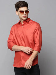Men Rust Solid Casual Shirt-BREZZAPLAIN-4546-Rust