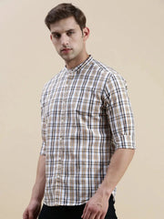 Men White Checked Casual Shirt-LAVINIA-0090-White
