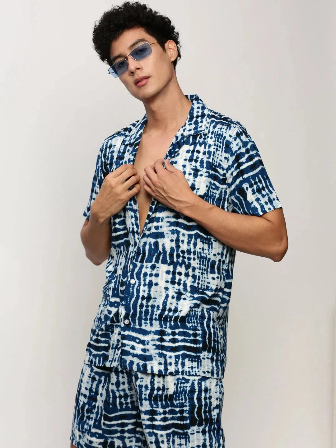 Men's Blue TieNDye Casual Co ord Sets | Showoff Fashion