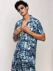 Men Blue Printed Casual Co ords-AM-98-7-Blue