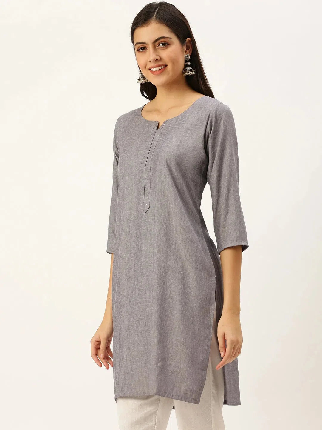 Grey Embellished Kurta: Elegant Indian Kurtas for Ladies