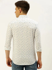 Men White Printed Casual Shirt-STAPLEPRINTS-0435-White