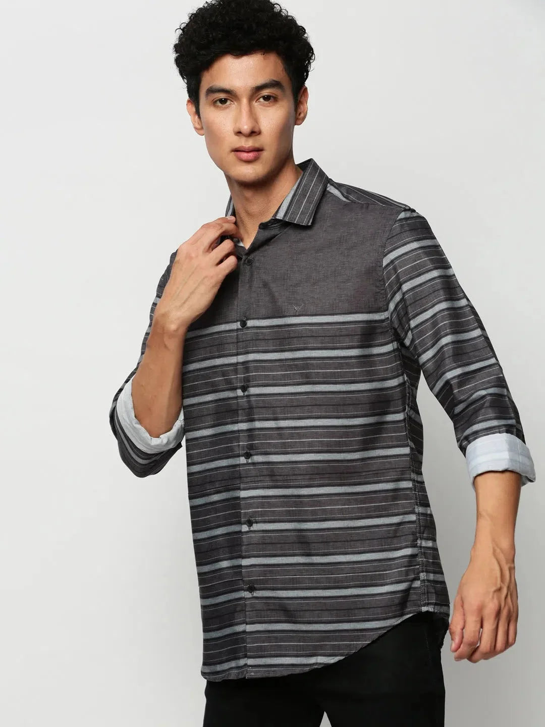 Green Striped Cotton Shirt | Mens Casual Shirt DesiQlo