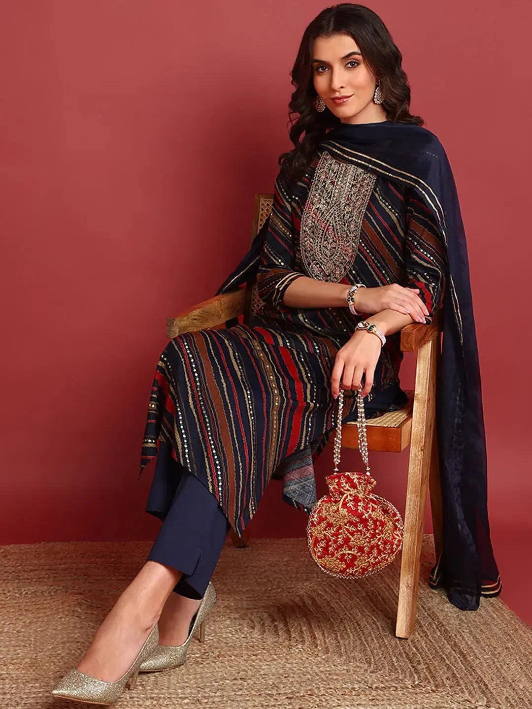 Blue Viscose Kurti Set - Traditional Indian Lehenga for Women