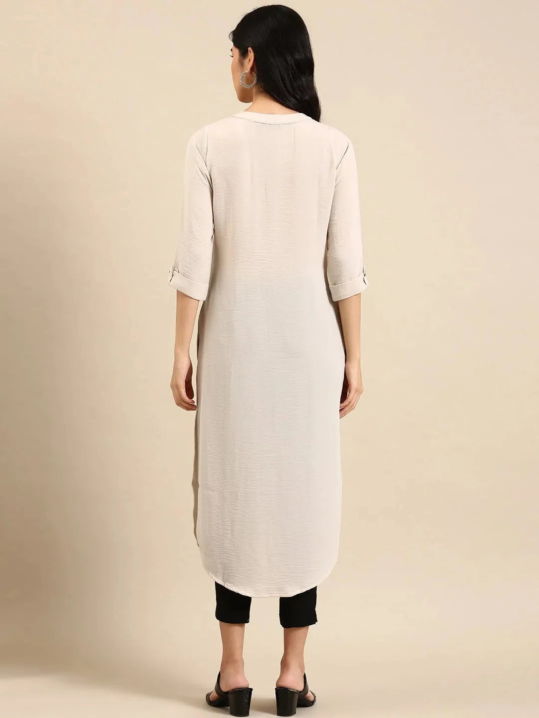 Elegant White Solid Indian Kurta | Viscose Kurtas for Ladies