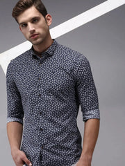 Men Navy Printed Casual Shirt-ORIGINPRINT-1745-Navyblue