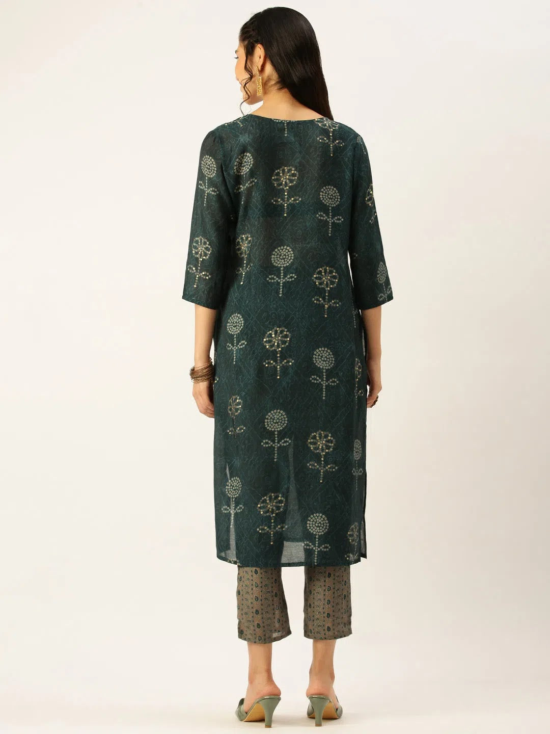 Blue Bandhini Printed Cotton Women's Kurta Sets | Showoff