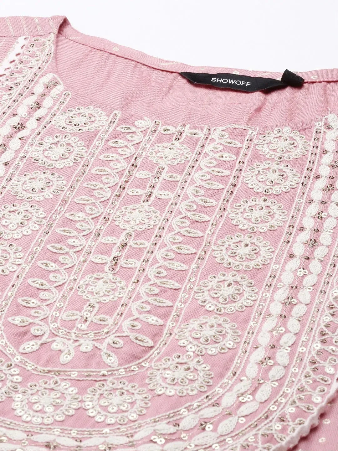 Pink Geometric Women's Kurta Set | Viscose Indian Kurta