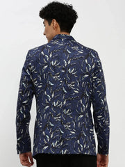 Men Navy Printed Blazer-SOBLZ-85-05-Navyblue