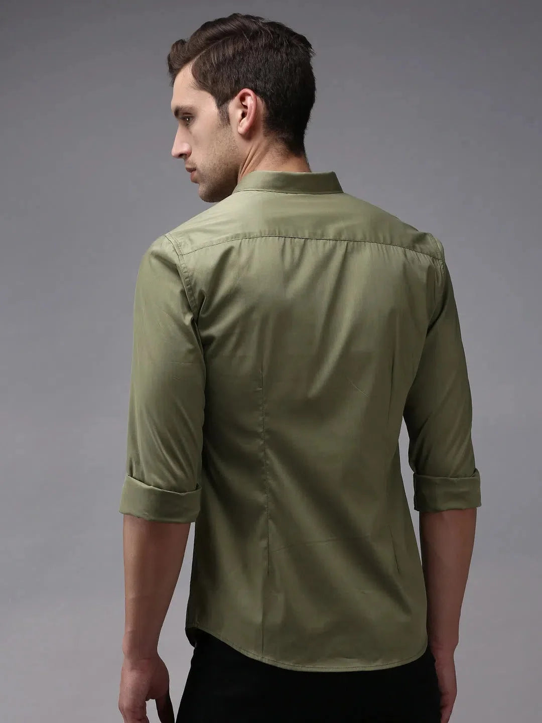 Olive Green Mens Shirt | Solid Cotton Casual Shirt