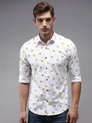 Men White Printed Casual Shirt-ORIGINPRINT-1738-White