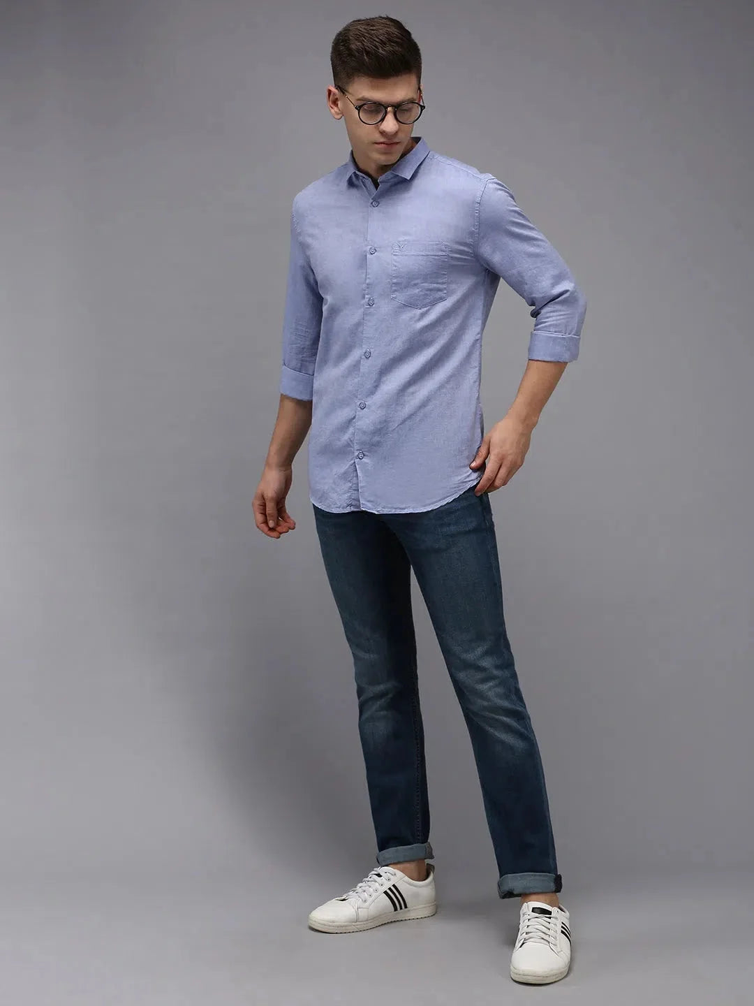 Buy Men's Blue Solid Cotton Casual Shirt | Mens Shirt Online