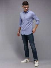 Men Blue Solid Casual Shirt-COLINLINEN-1330-Blue