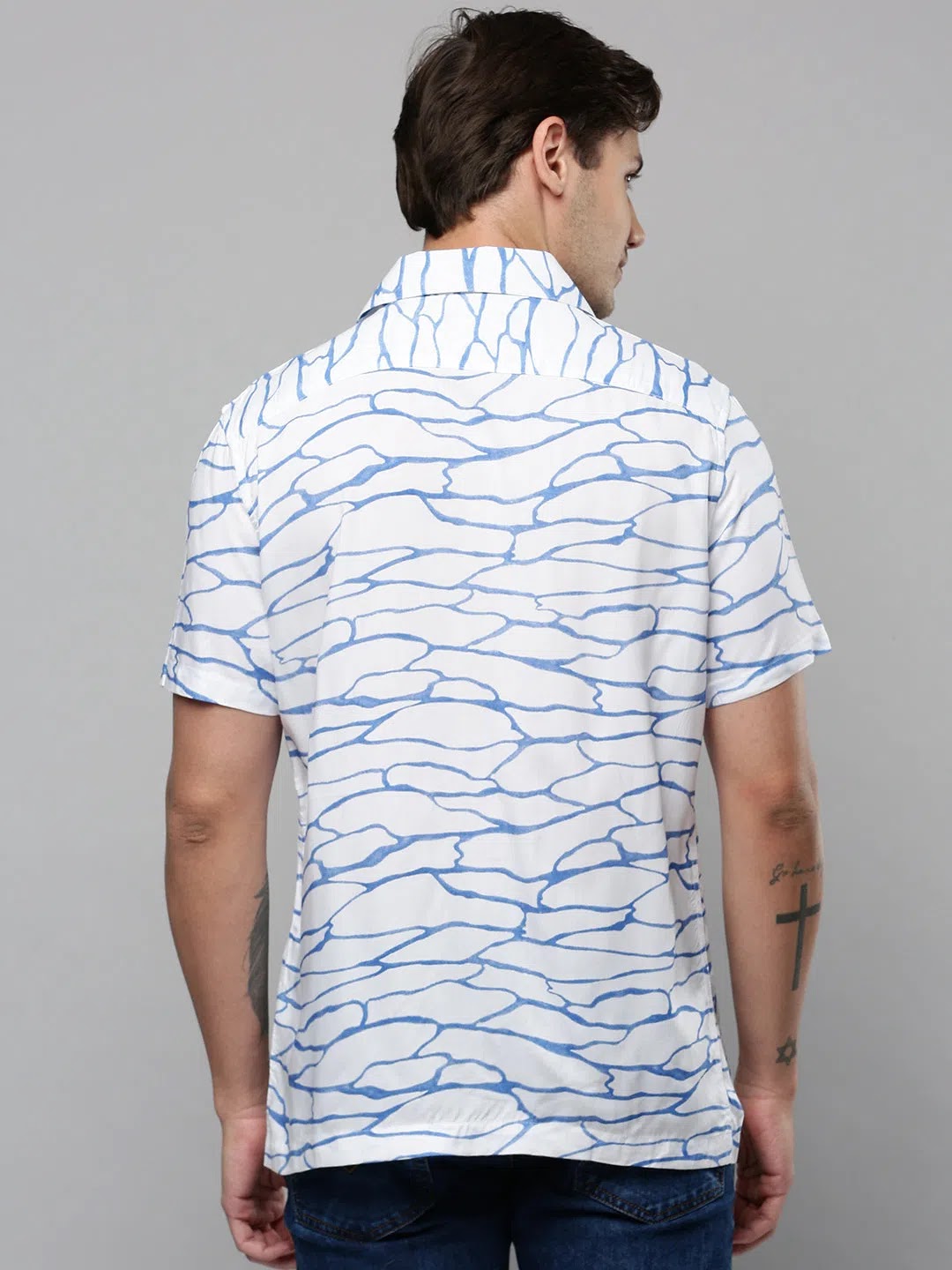 Men's White Printed Viscose Shirt - Stylish Casual Wear