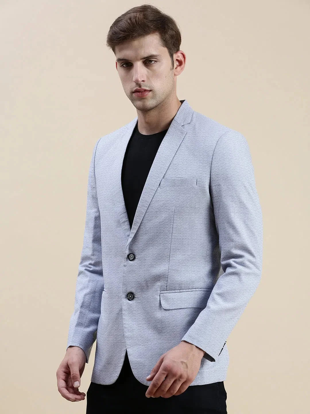 Men's Blue Solid Casual Blazer | Nehru Jacket Alternative