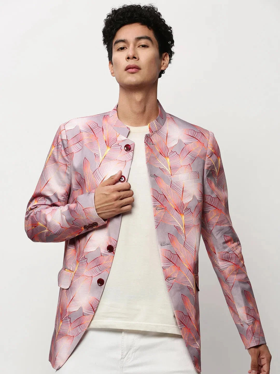 Mauve Print Modi Jacket | Men's Nehru Jacket Collection