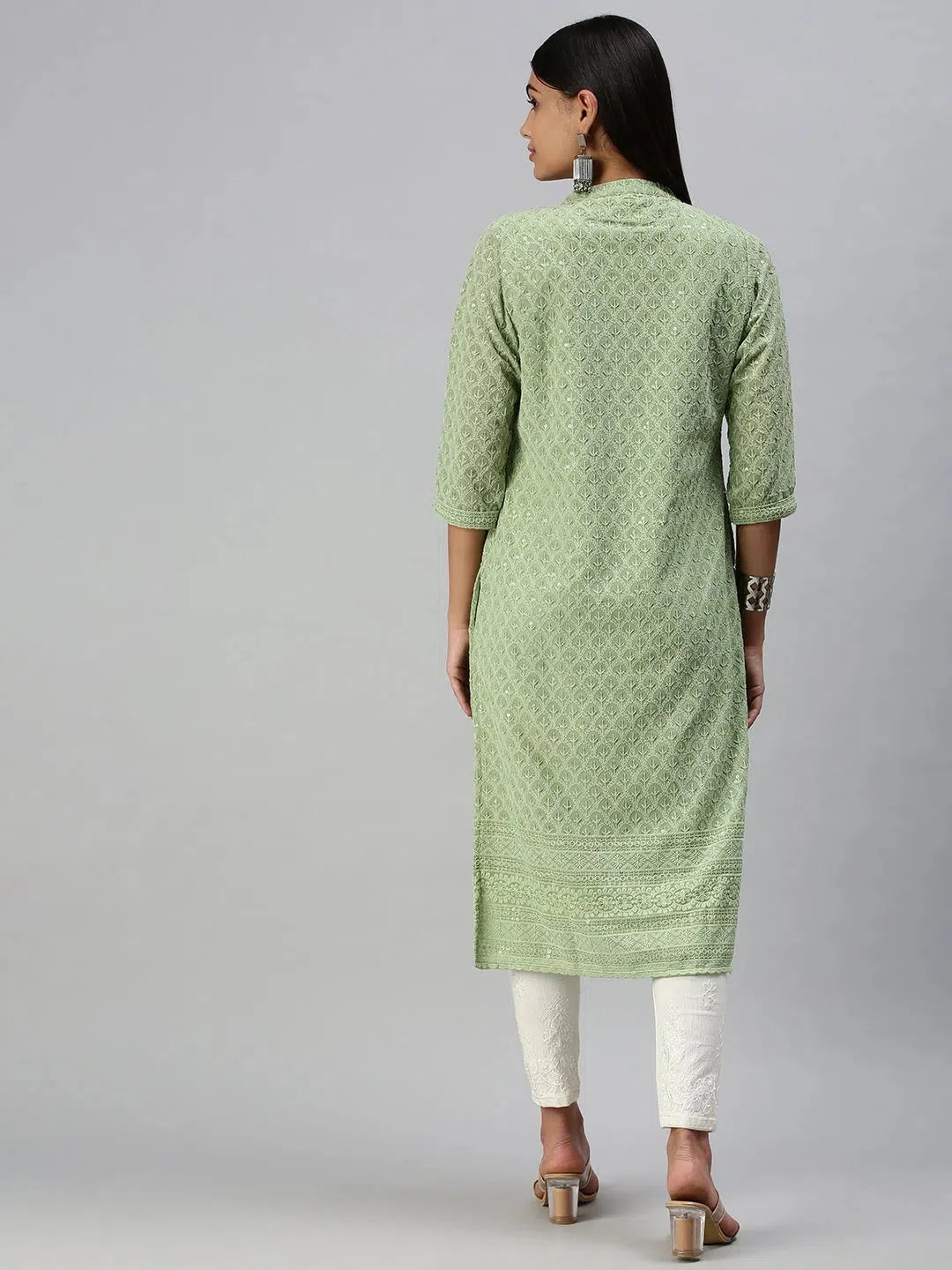 Green Embroidered Kurta - Stylish Indian Kurta for Ladies Online