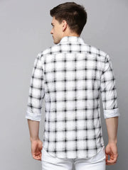 Men White Checked Casual Shirt-AVACHECKS-5045-White