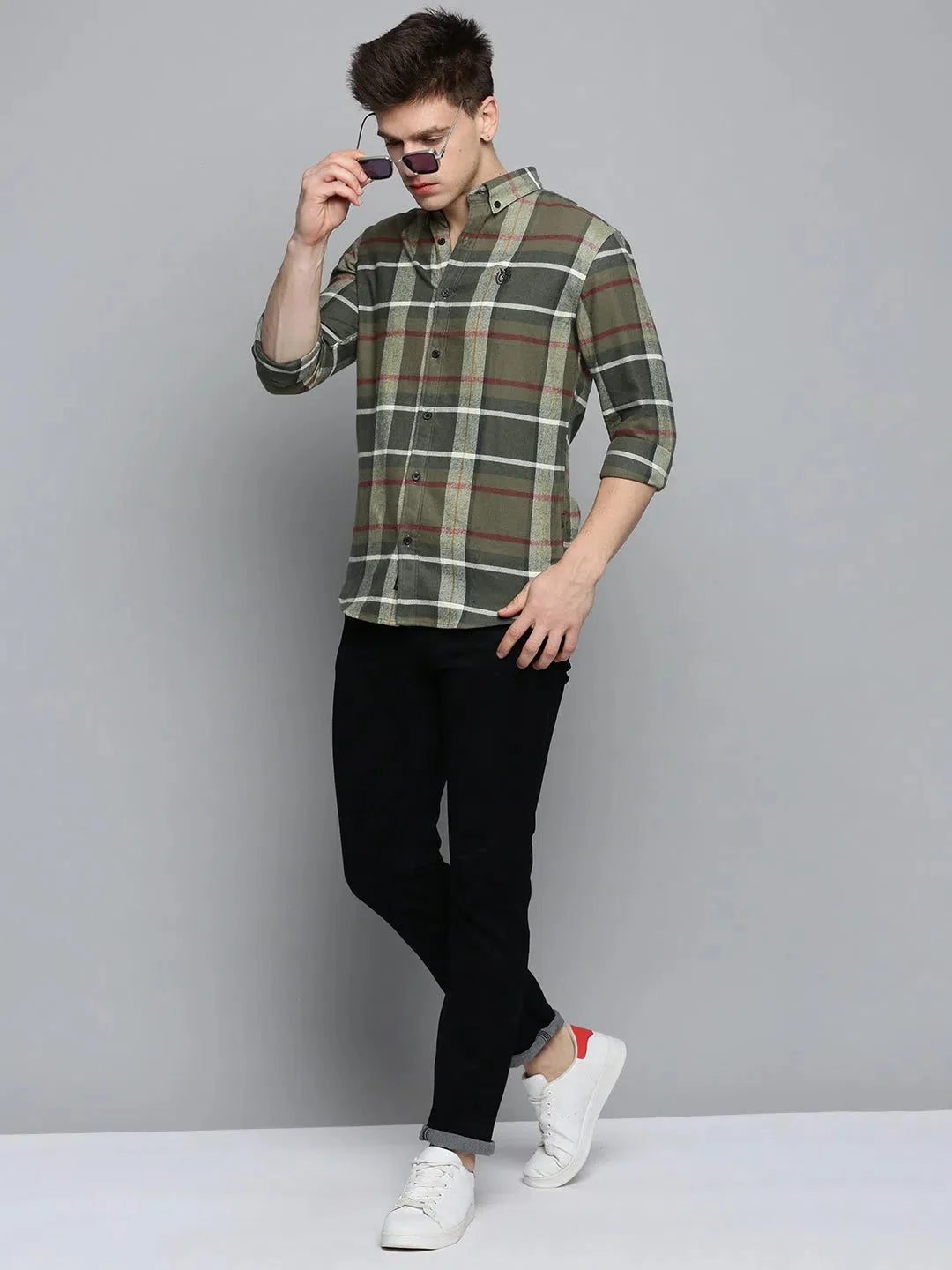 Green Checked Mens Shirt - Casual Cotton Shirt | DesiQlo