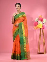 Orange Pure Cotton Tant Saree With Woven Designs-MA51TT43490088