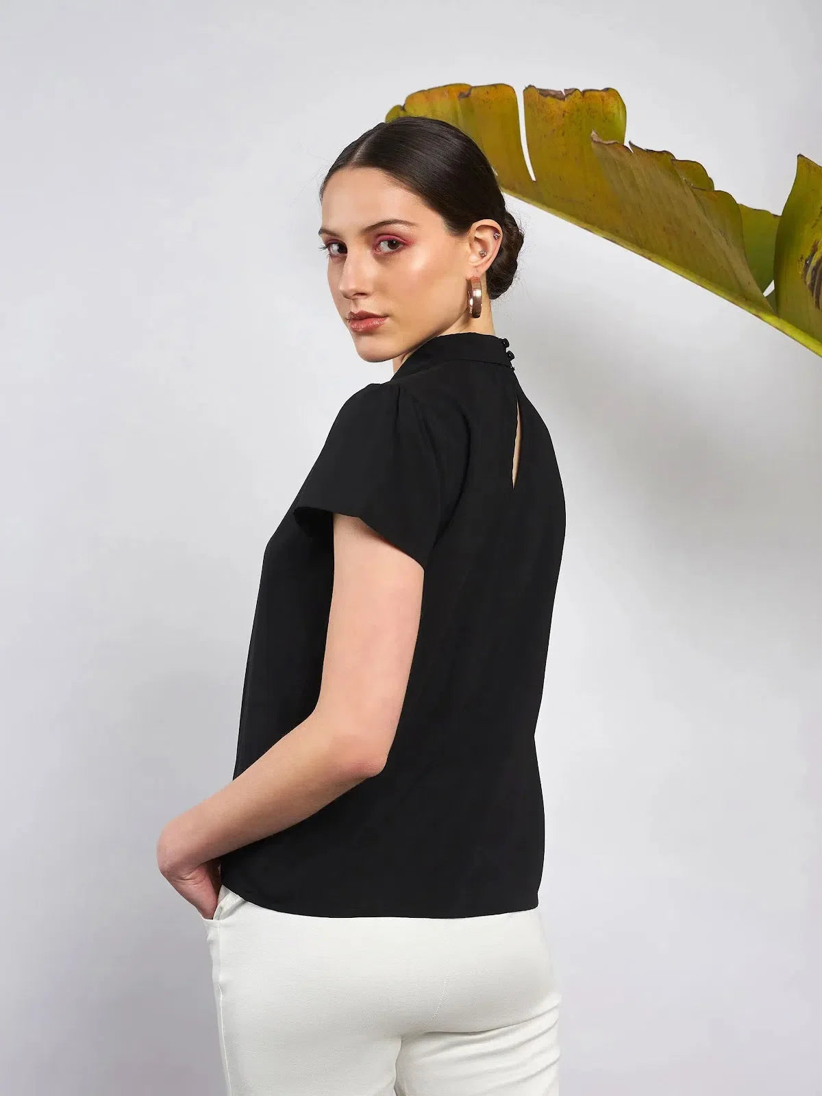 Black Neck Tie Top | Women's Stylish Blouses and Women's Shirts