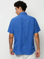 Men Blue Solid Casual Casual Shirts-SPARROW-1753-Blue