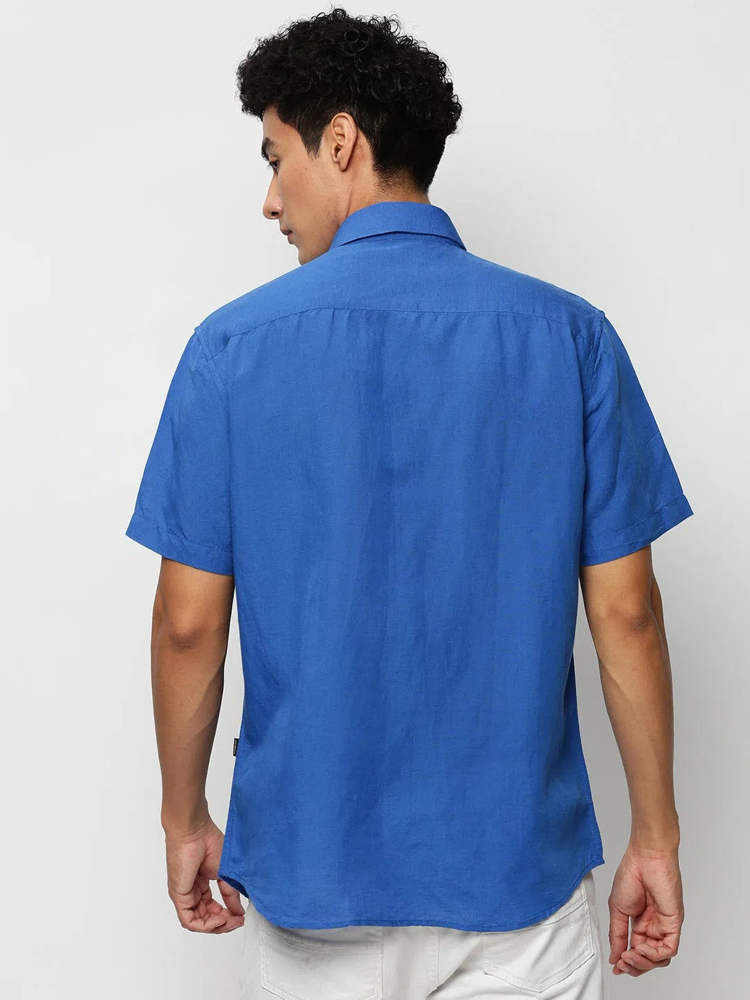 Mens Blue Cotton Shirt - Solid Casual Shirt by DesiQlo