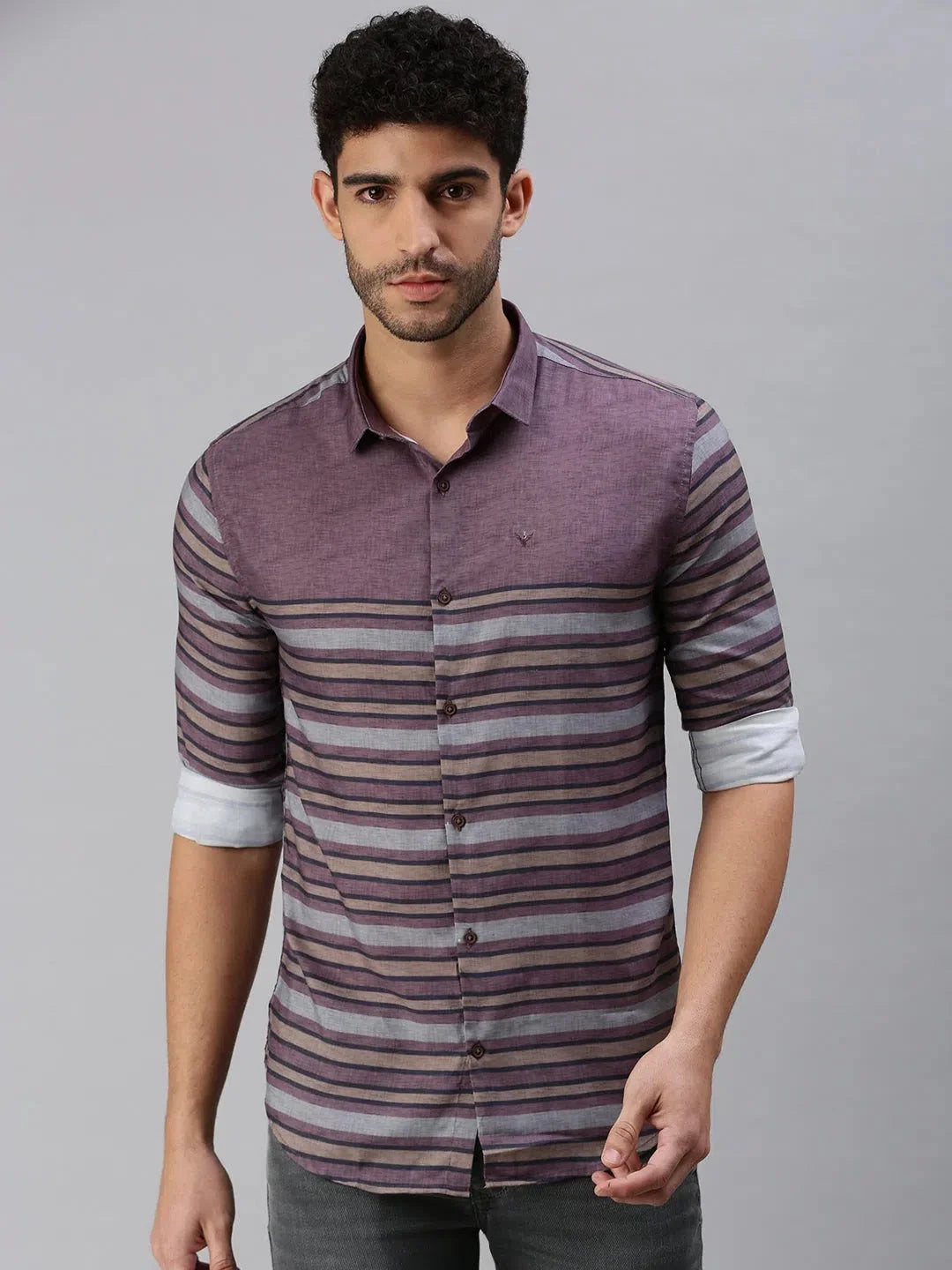 Mauve Striped Casual Shirt - Stylish Mens Shirt Online
