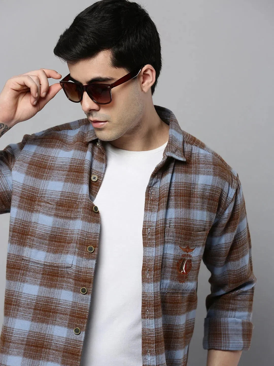 Premium DesiQlo - Blue Checked Mens Shirt | Casual Cotton Shirt