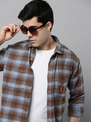 Men Blue Checked Casual Shirt-RUGGEDCHECKS-4181-Blue