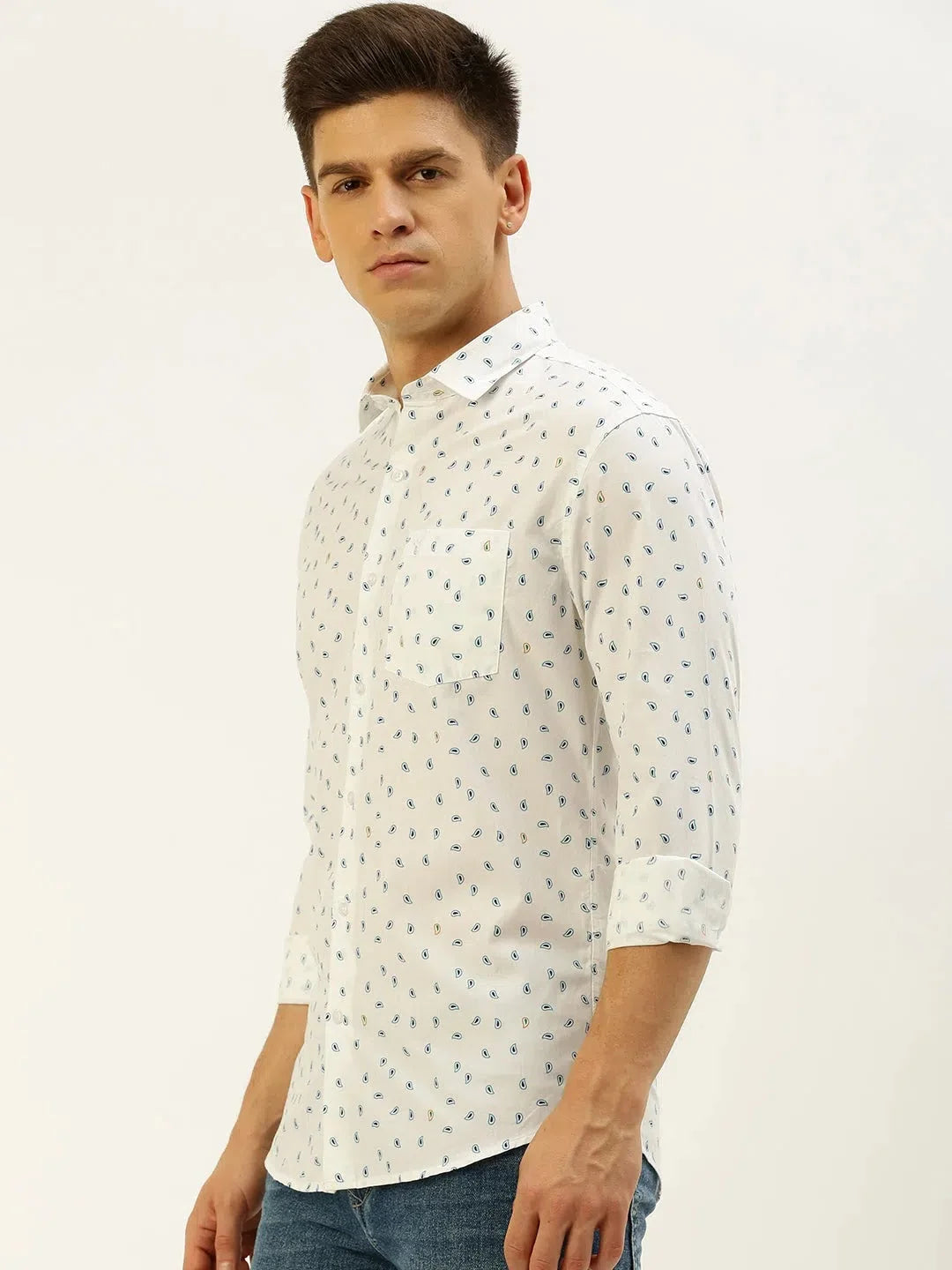 Shop White Printed Mens Shirt - Cotton Casual Shirt | DesiQlo