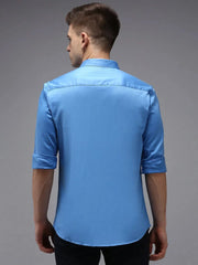 Men Blue Solid Casual Shirt-COOPERPLAINE-1625-Blue