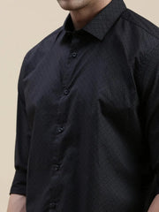 Men Black Geometrical Casual Shirt-DATURA-1815-Black