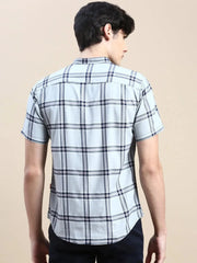 Men Grey Checked Casual Shirt-AZARICHECKS-114-Grey