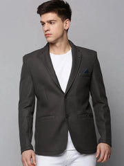 Men Grey Solid Blazer-AR-030-Grey