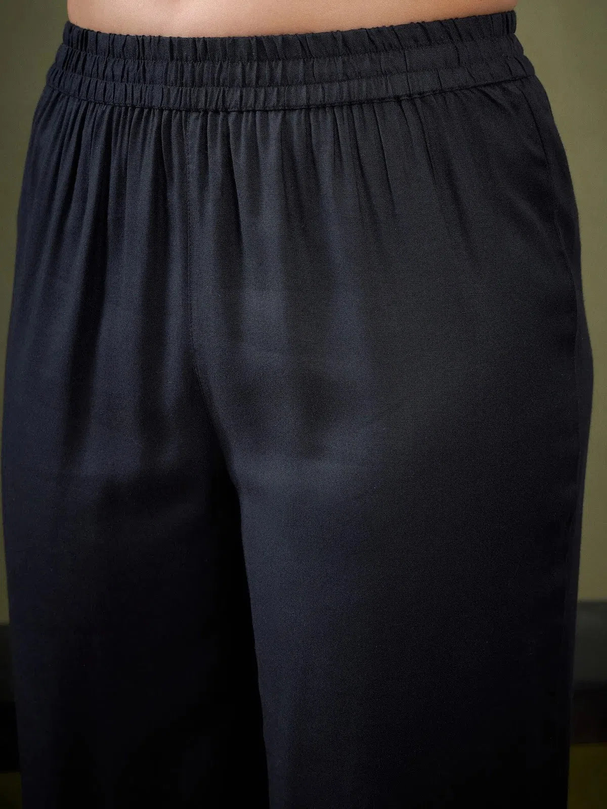 Black Embroidered A-Line Top & Palazzos - Indian Suit Set Online