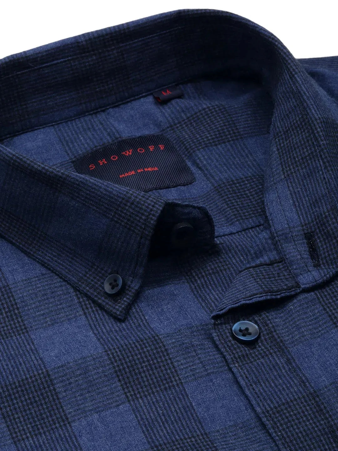 Navy Checked Mens Shirt - Casual Cotton Shirt | DesiQlo