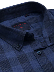 Men Navy Checked Casual Shirt-SOMNIUMCHECKS-2010-Navyblue