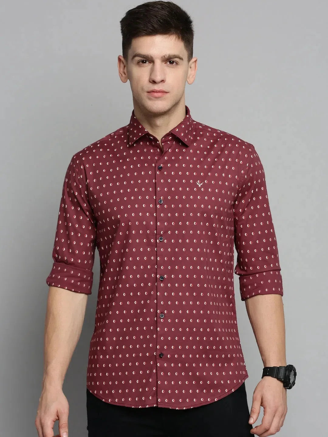 Red Printed Mens Shirt - DesiQlo Cotton Casual Shirt