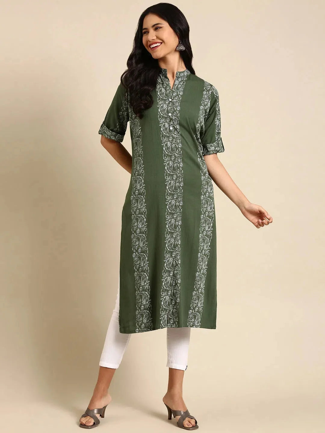 Green Printed Indian Kurtas: Stylish Kurtis for Women Online