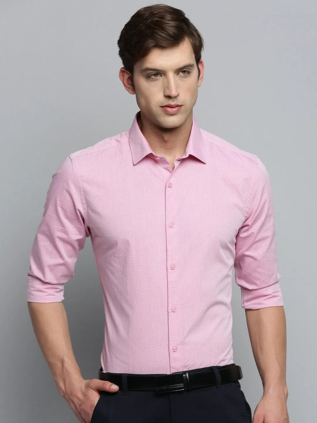 Wholesale Men Pink Textured Formal Shirt