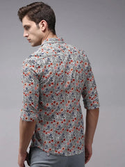 Men White Printed Casual Shirt-OMANPRINT-1567-White