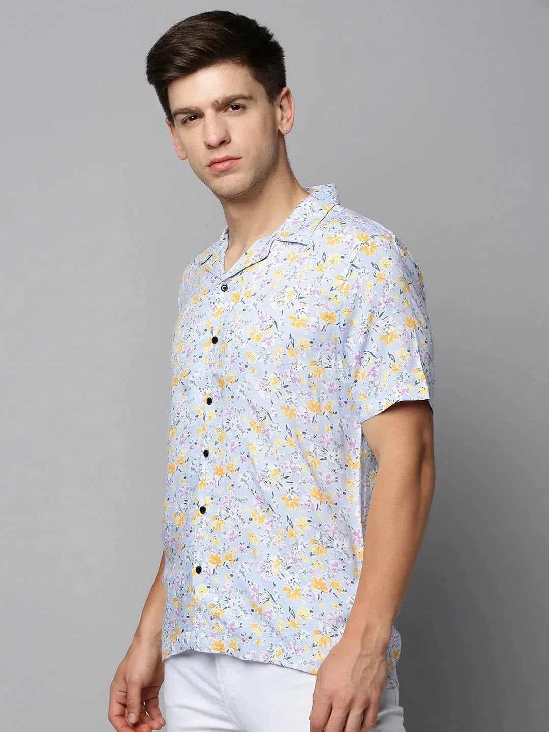 Men's Blue Printed Shirt - Stylish Viscose Casual Shirt