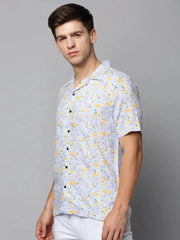 Men Blue Printed Casual Shirt-RESORTPRINT-5282-Blue