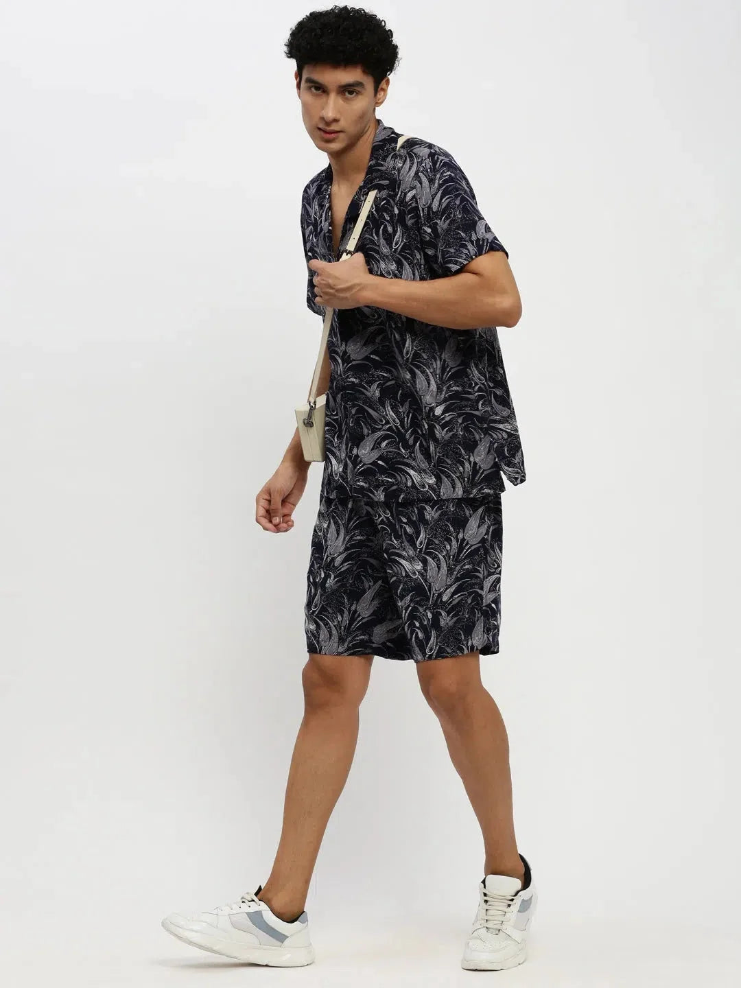 Navy Printed Mens Co ord Sets | Cotton Two Piece Sets