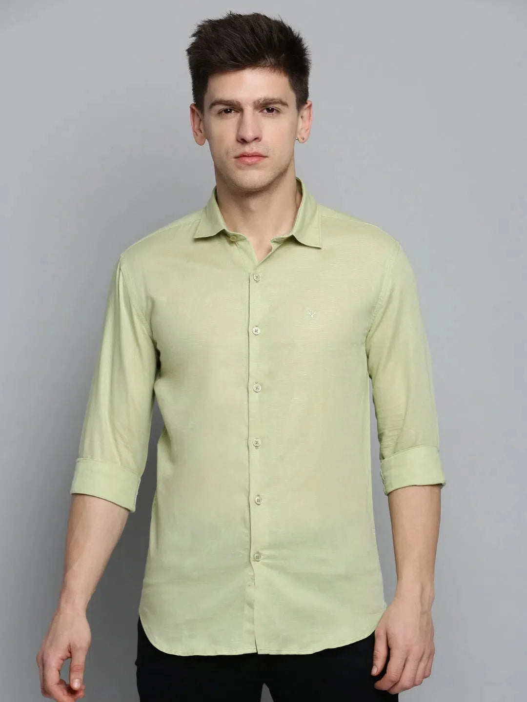 Green Solid Cotton Mens Shirt | Casual & Stylish - DesiQlo