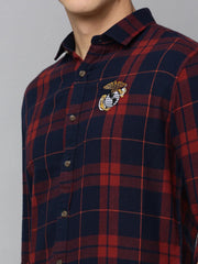 Men Navy Checked Casual Shirt-NEOCHECKS-5176-Navyblue