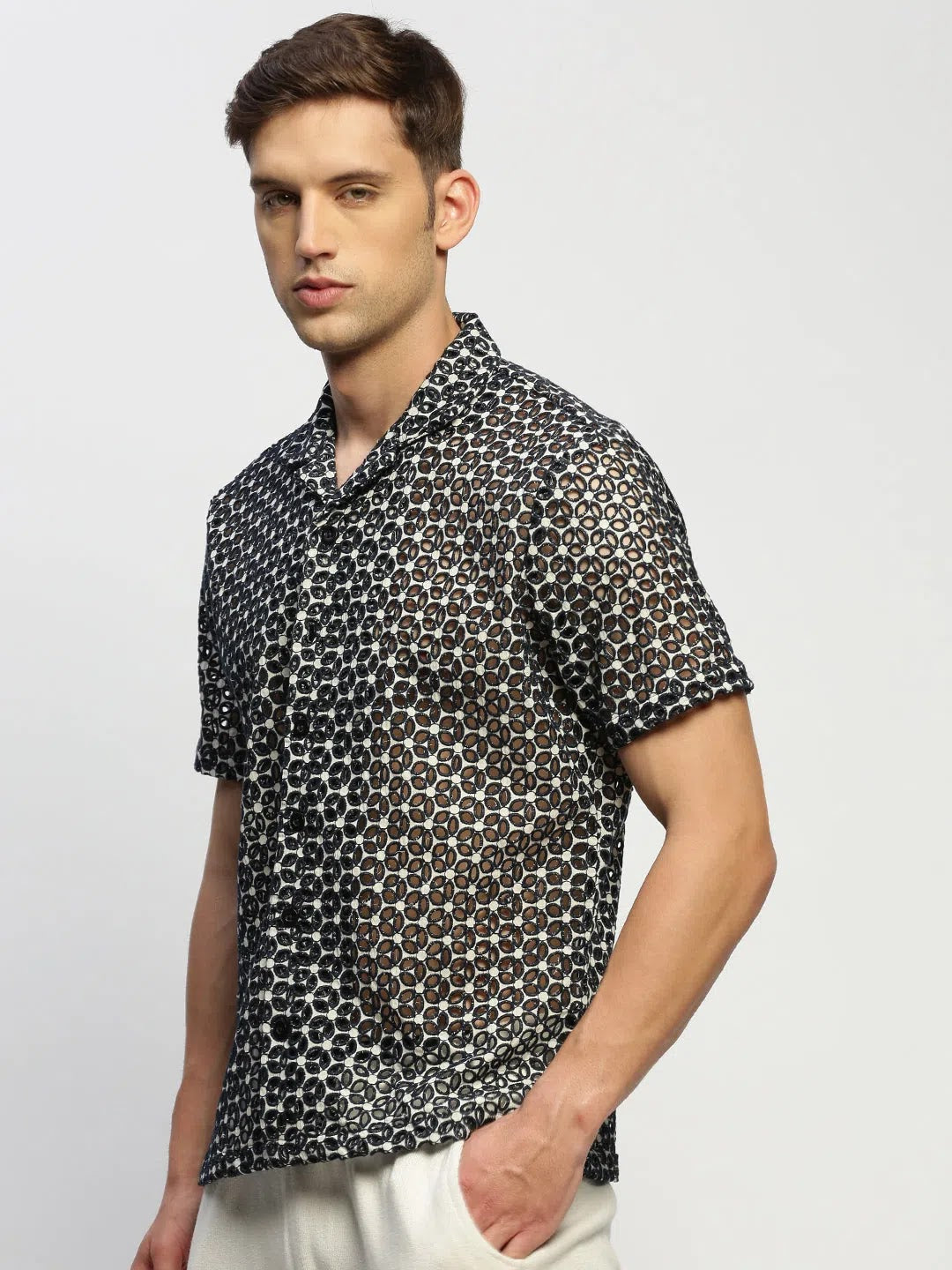 Black Floral Printed Shirt - Mens Cotton Shirt | DesiQlo